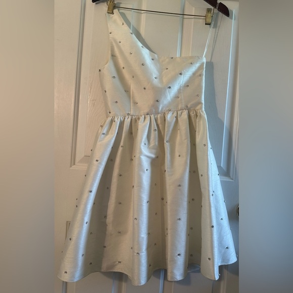 NWT SACHIN & BABI 0 Elliana White Rhinestone
Embellished One Shoulder Mini Dress - Picture 6 of 16